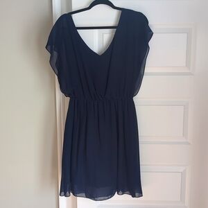 Gianni Bini Navy Flutter Sleeve Dress